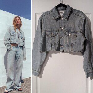 NEW! Zara | Crop Denim Jewel Jacket